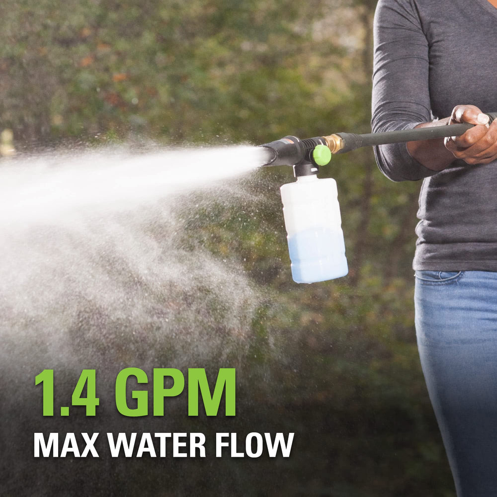 Greenworks applicator quarter-inch quick connection detail for fast tool-free attachment benefit