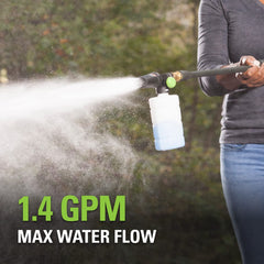 Greenworks applicator quarter-inch quick connection detail for fast tool-free attachment benefit