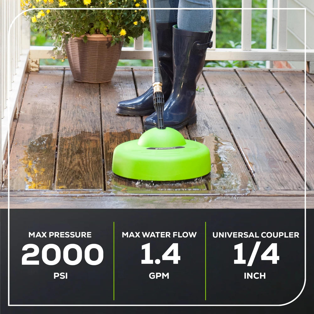 Greenworks cleaner in use on driveway for time-saving cleaning