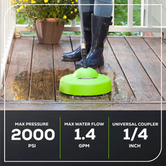 Greenworks cleaner in use on driveway for time-saving cleaning