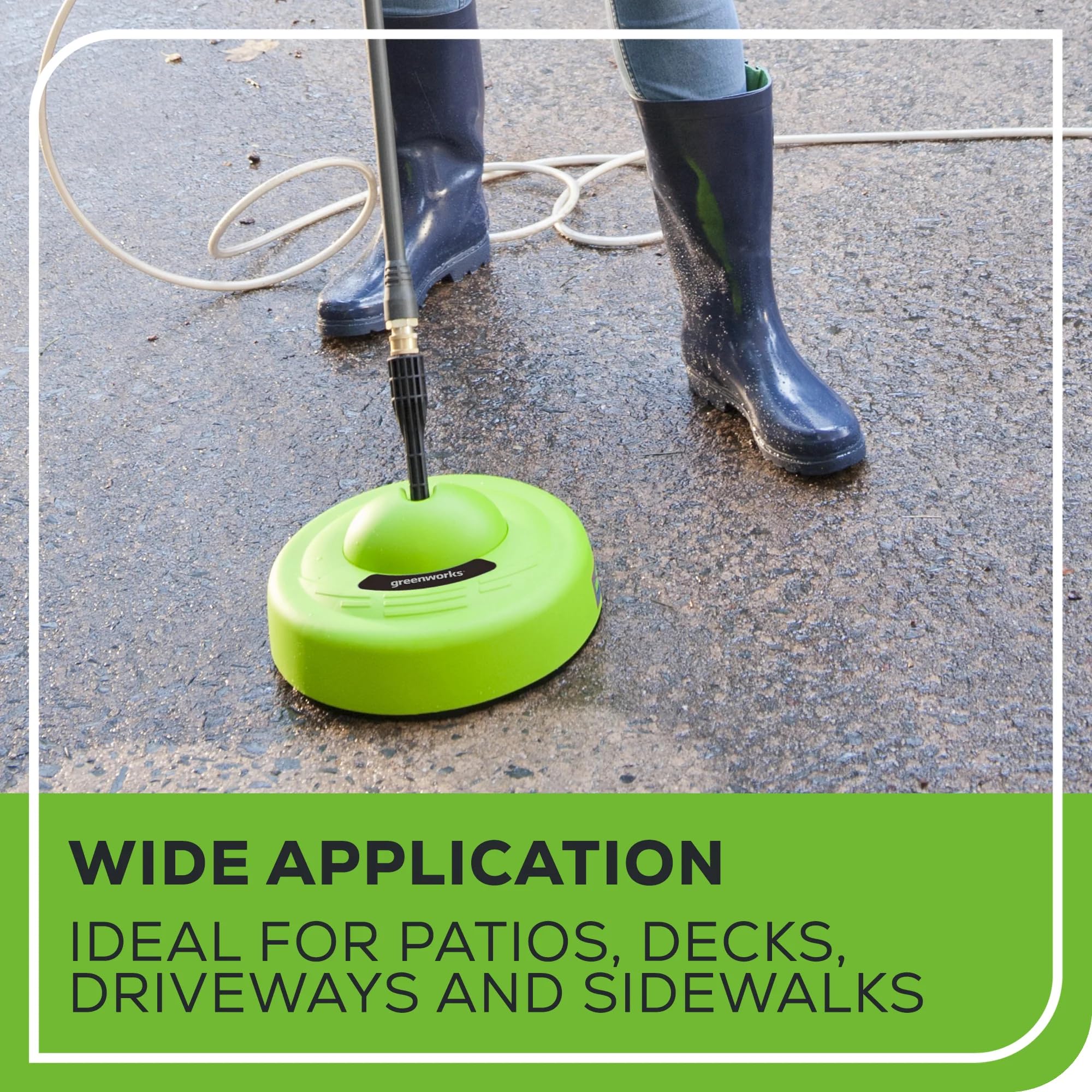Greenworks label and material detail highlighting durable construction