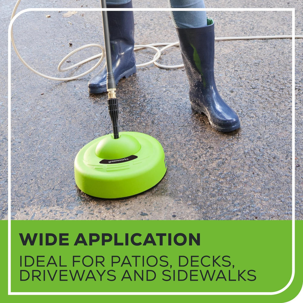 Greenworks label and material detail highlighting durable construction