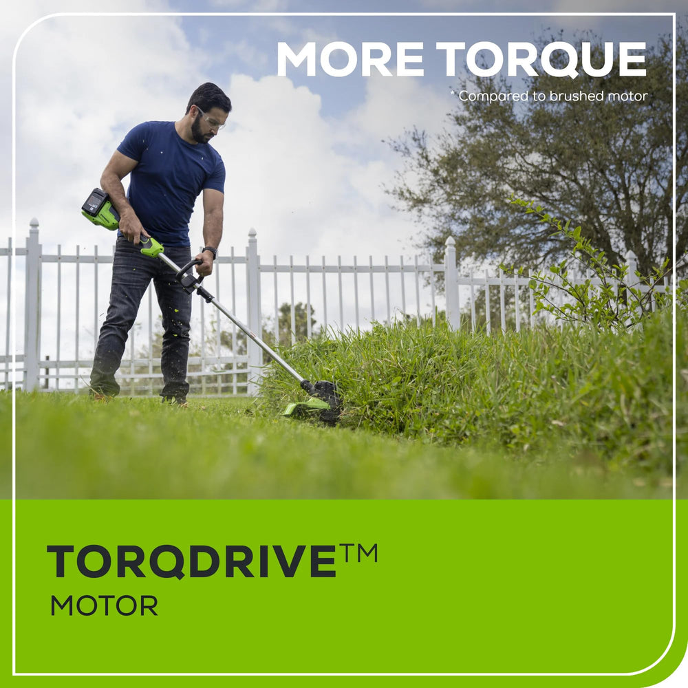 Greenworks ergonomic handle and variable-speed trigger for comfortable control