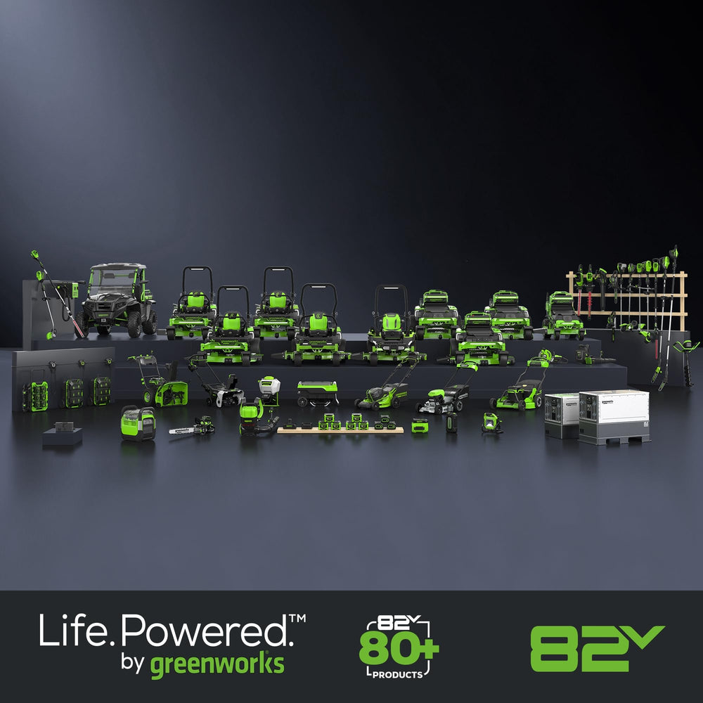 Greenworks Load N' Go trimmer head showing quick reload benefit