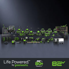 Greenworks Load N' Go trimmer head showing quick reload benefit