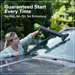 Greenworks variable speed trigger detail reducing finger fatigue benefit