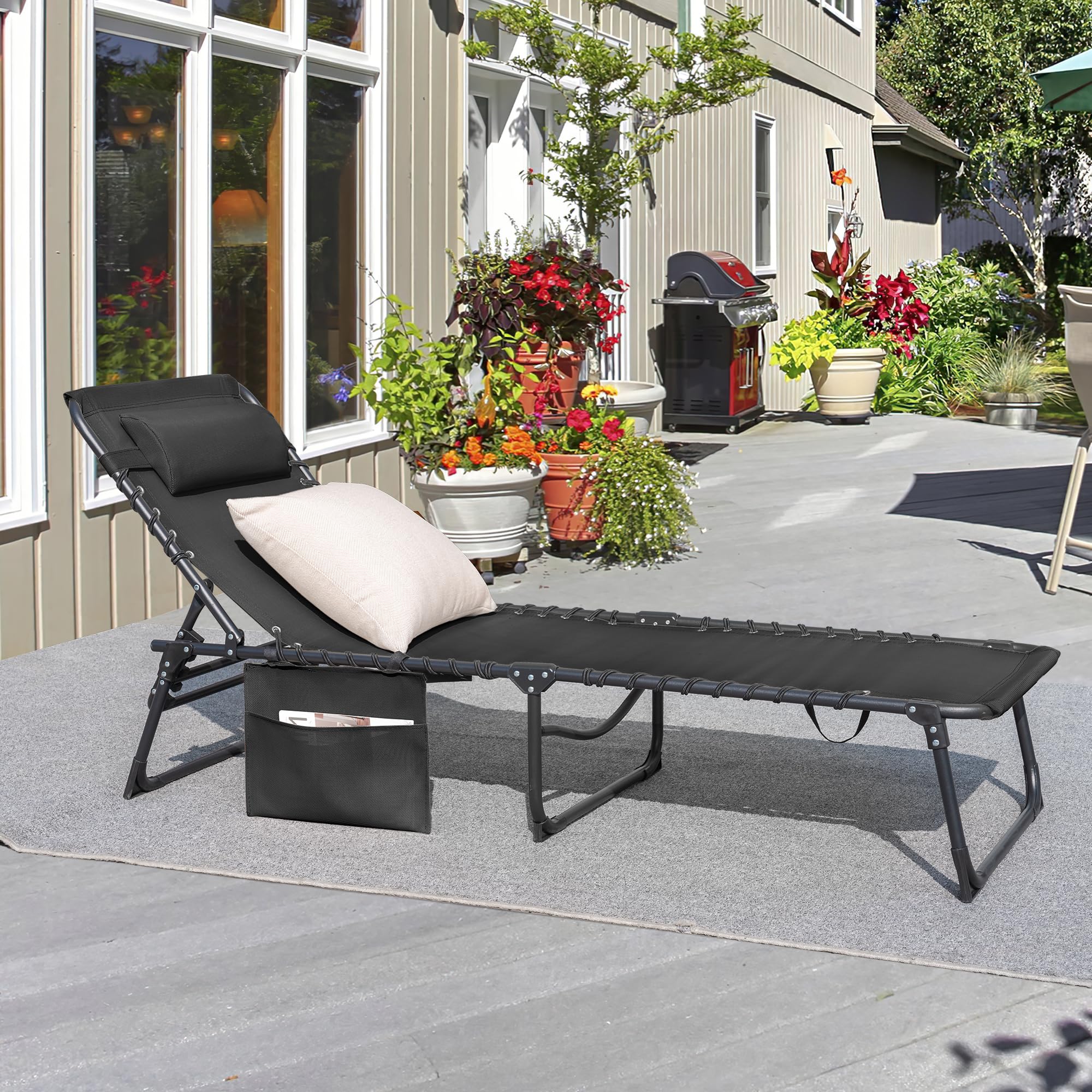 Greesum chaise lounge teslin mesh close-up showing breathable, quick-dry fabric