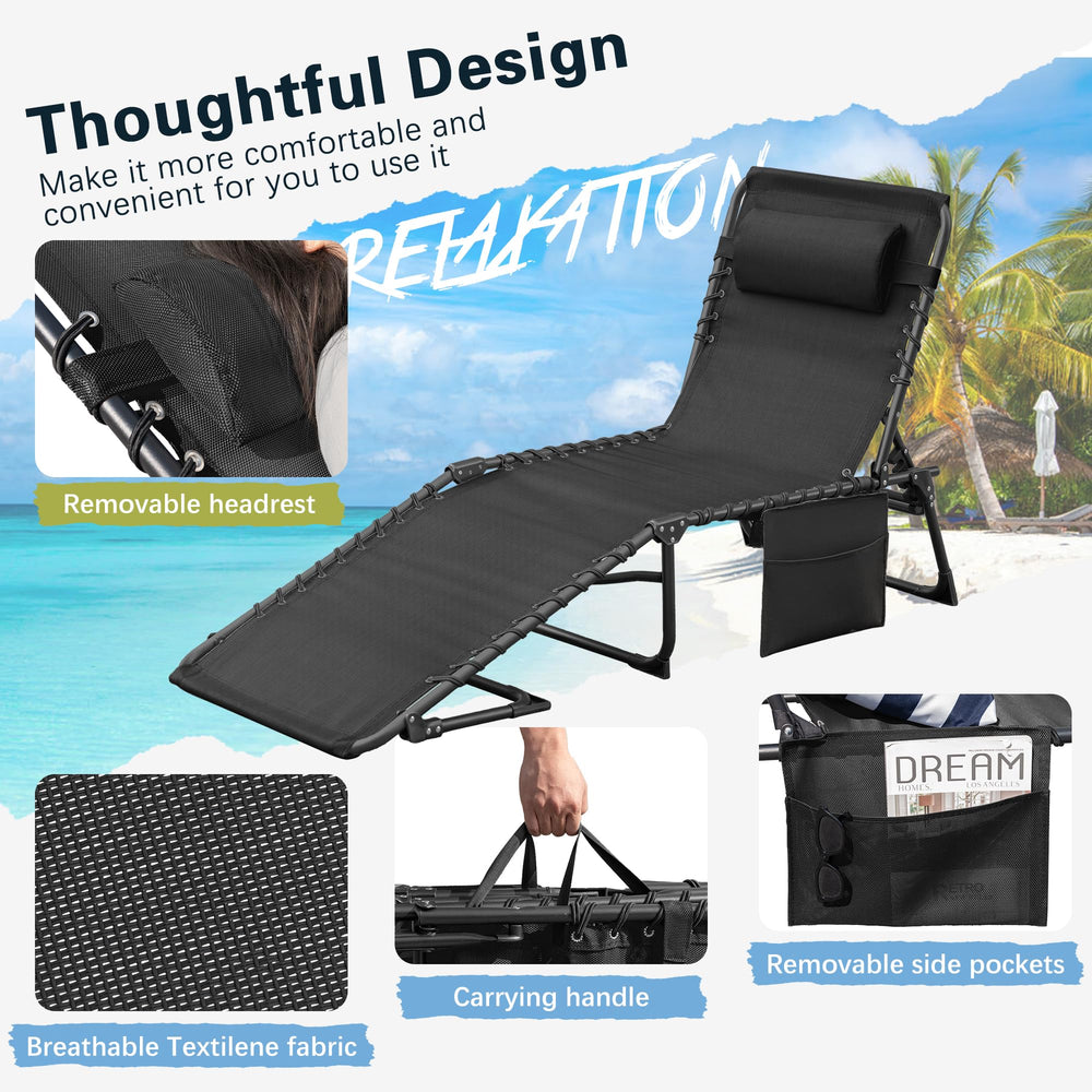 Greesum chaise lounge powder-coated steel tubing close-up highlighting rust resistance