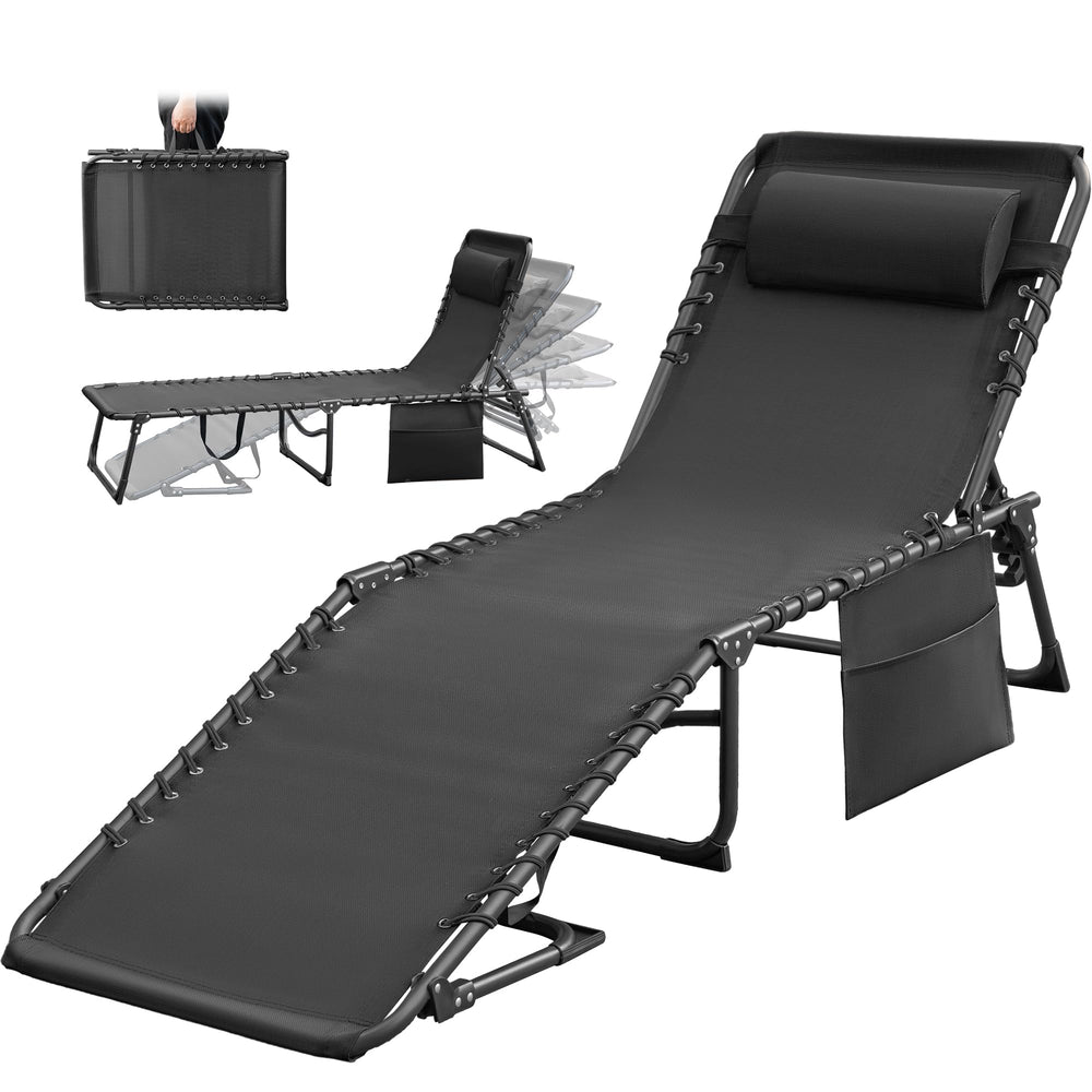Greesum chaise lounge front view showing full recline and comfortable support