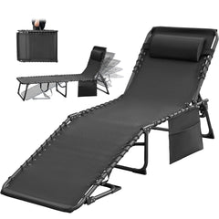Greesum chaise lounge front view showing full recline and comfortable support