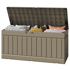 Greesum front view of coffee resin storage box showing spacious design and weatherproof benefit