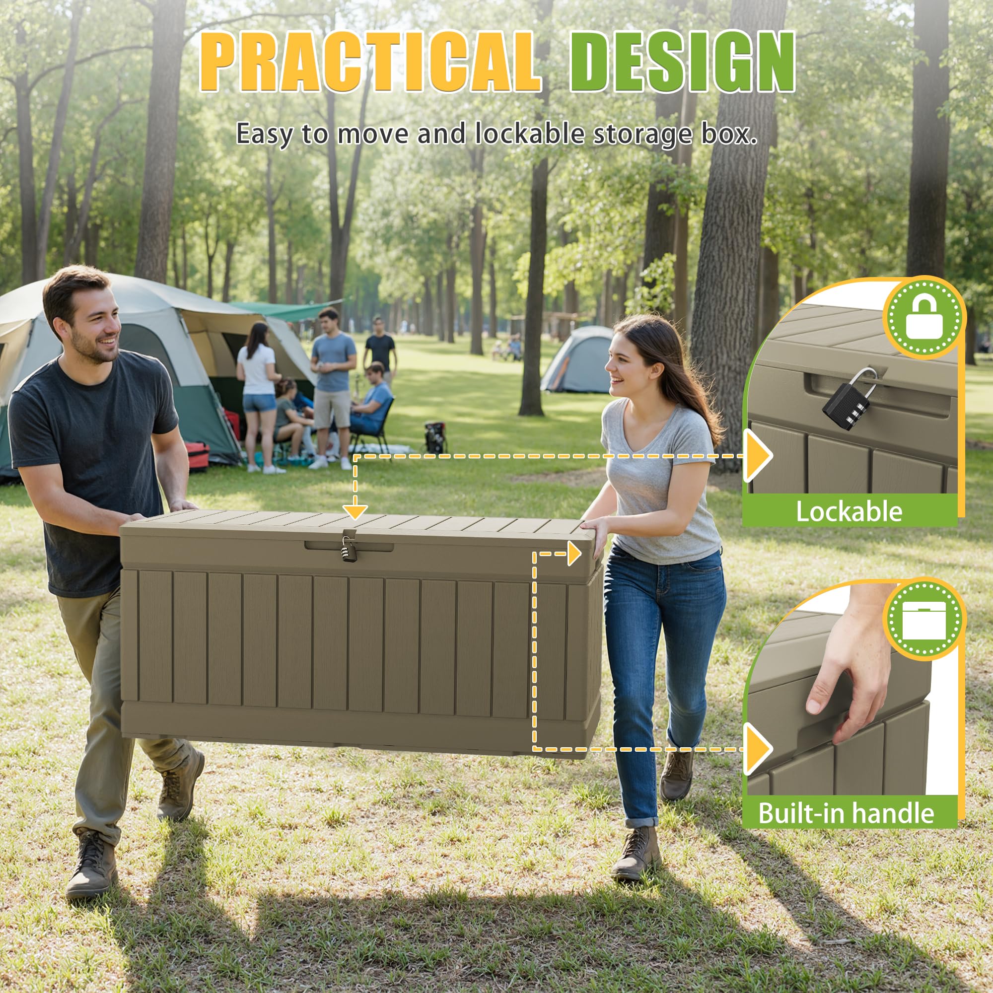 Greesum lid used as bench seating for two adults providing extra outdoor seating