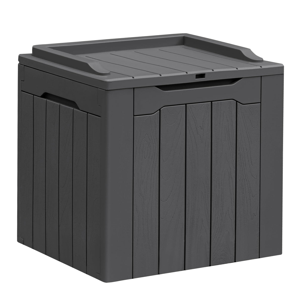 Greesum deck box front view showing compact storage and weatherproof benefit