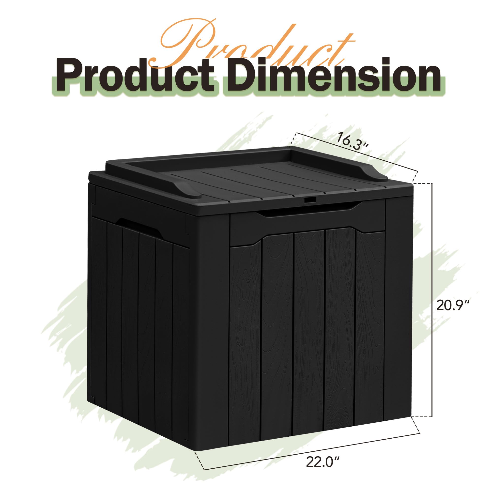 Greesum deck box with cushions showing capacity and compact space-saving benefit