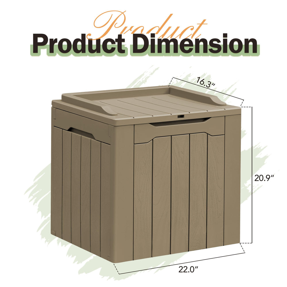 Greesum deck box beside footstool to show size and seating flexibility
