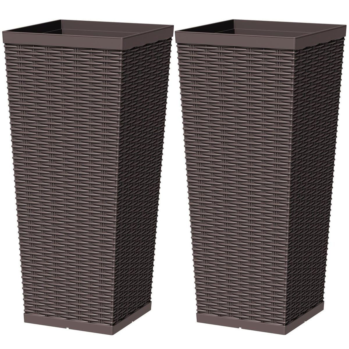 Greesum front view brown planter showing rattan look and size benefit