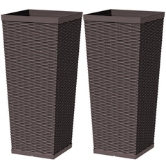 Greesum front view brown planter showing rattan look and size benefit