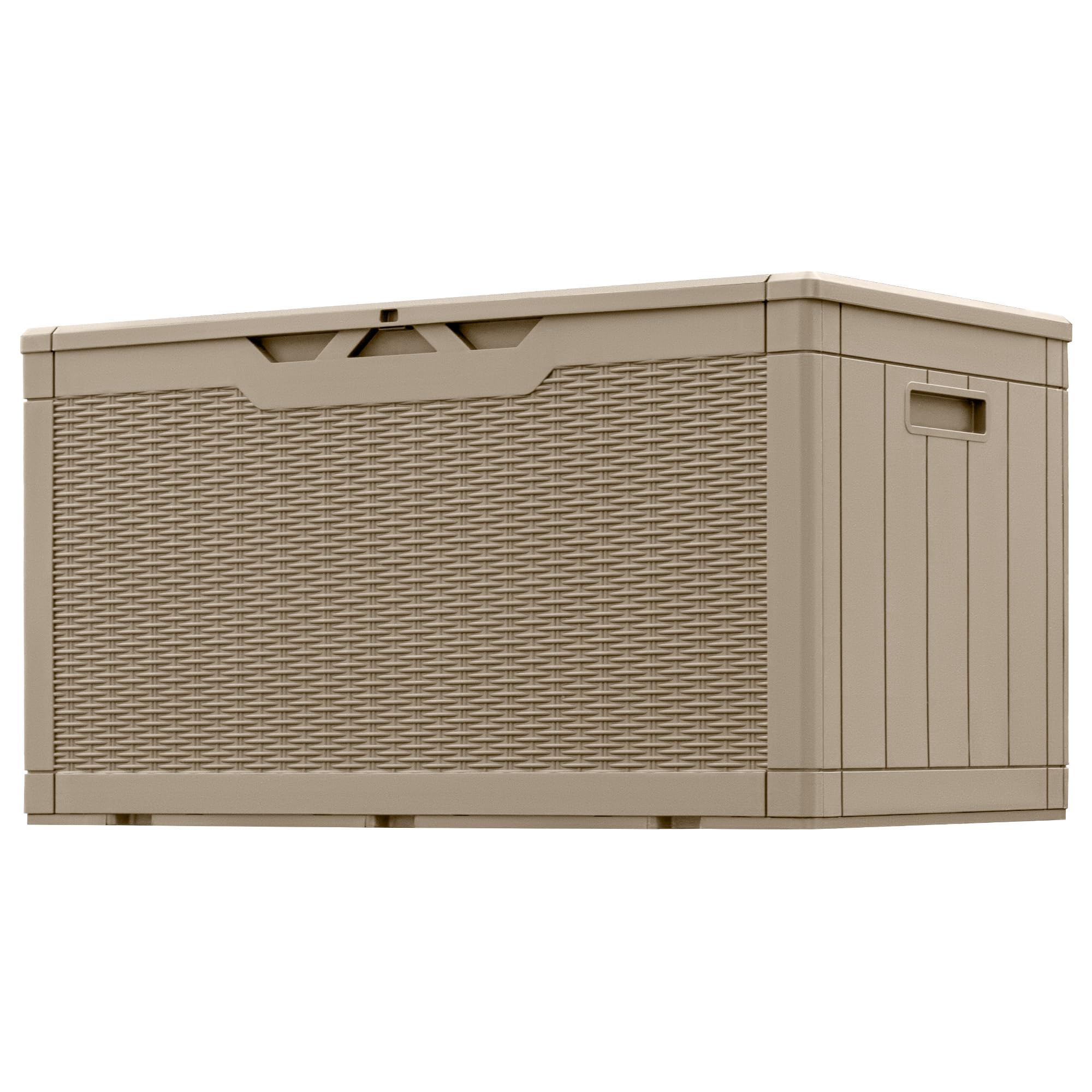 Greesum front view closed deck box showing neat patio storage and curb appeal