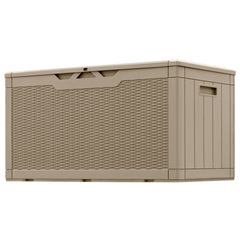 Greesum front view closed deck box showing neat patio storage and curb appeal