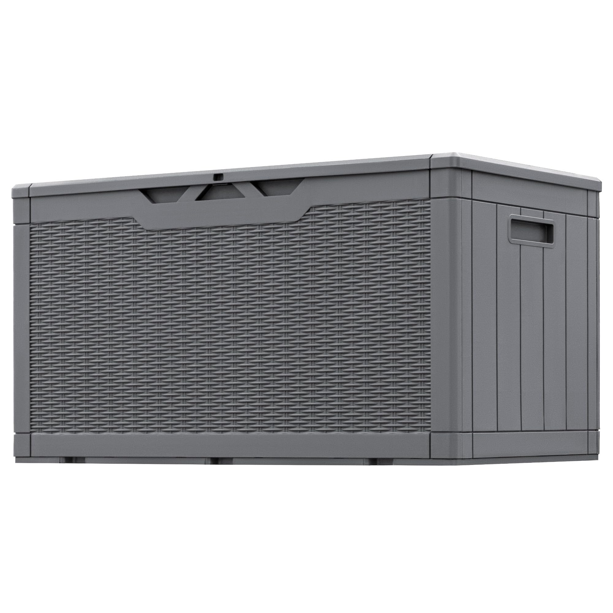 Greesum front view gray deck box showing storage and clean design benefit