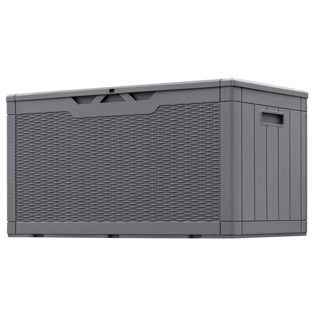 Greesum front view gray deck box showing storage and clean design benefit