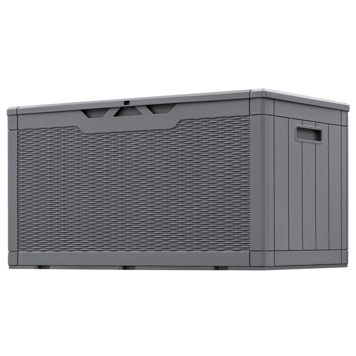 Greesum front view gray deck box showing storage and clean design benefit