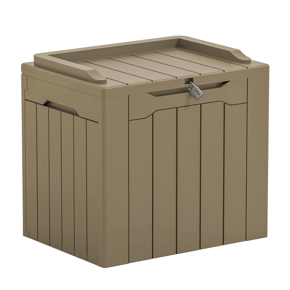 Greesum front view of light coffee storage box showing compact capacity