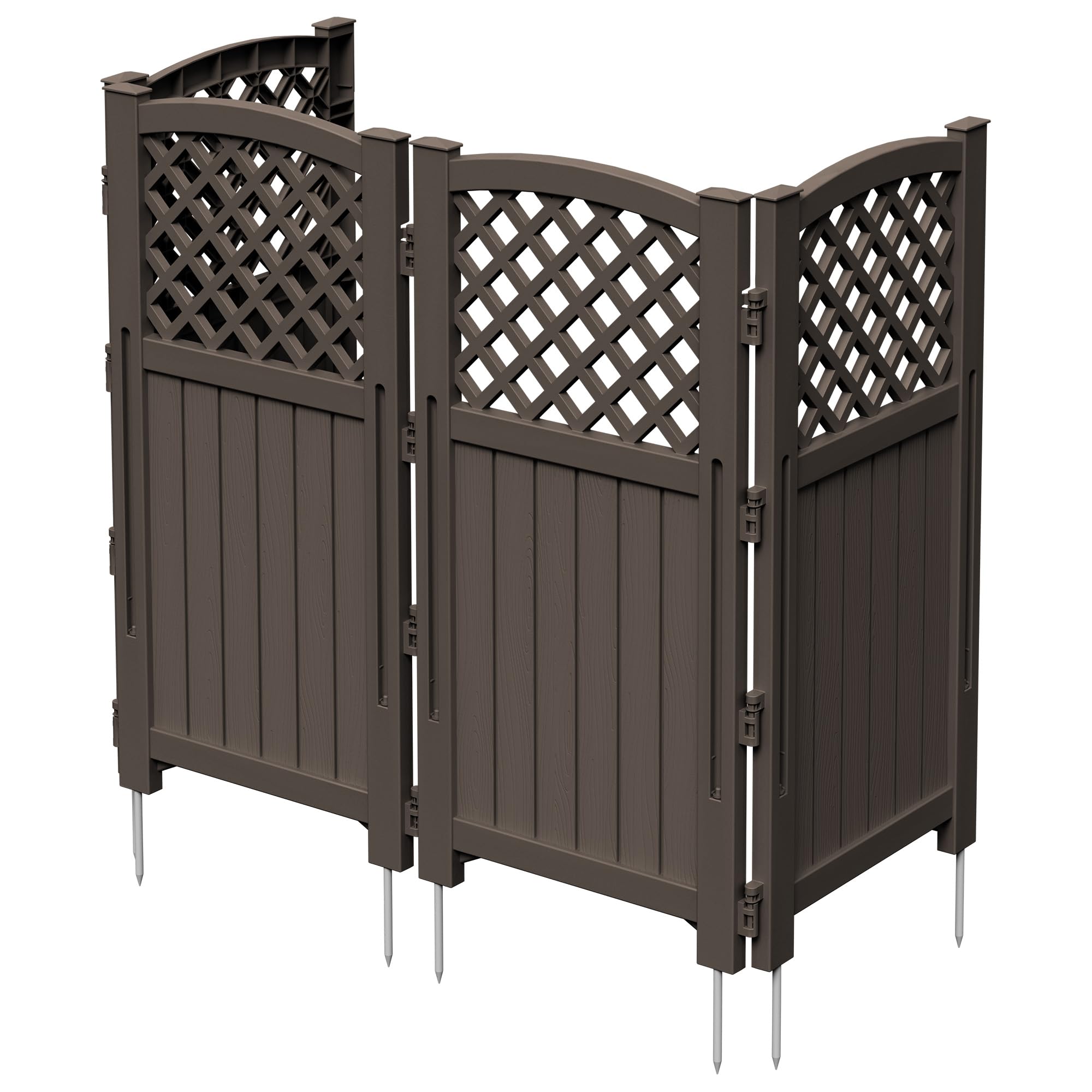 Greesum front view of assembled privacy screen showing tidy outdoor concealment and style