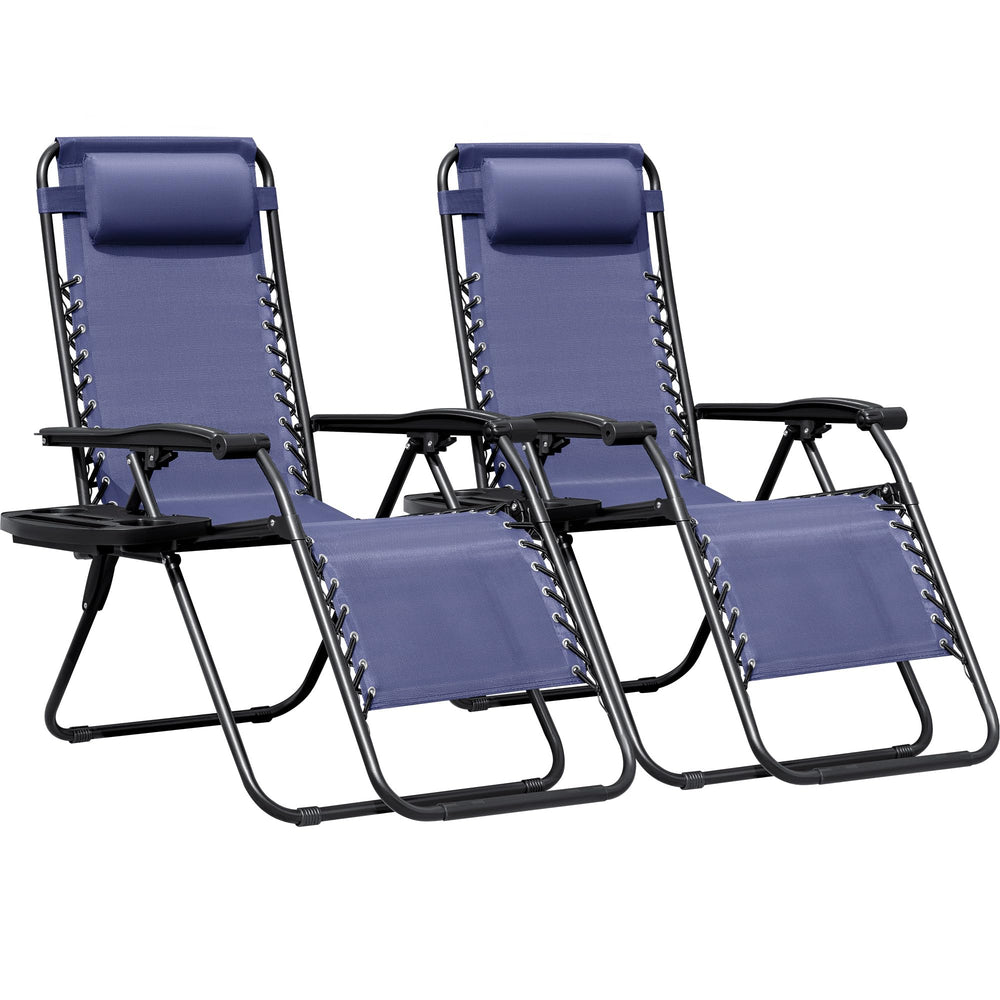 Greesum front view of both blue chairs showing ready-to-use convenience