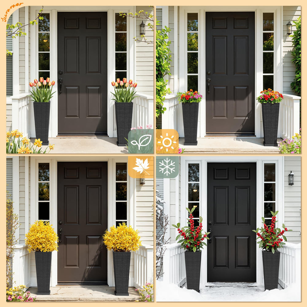 Greesum planters styled on porch, durable for outdoor decorative use