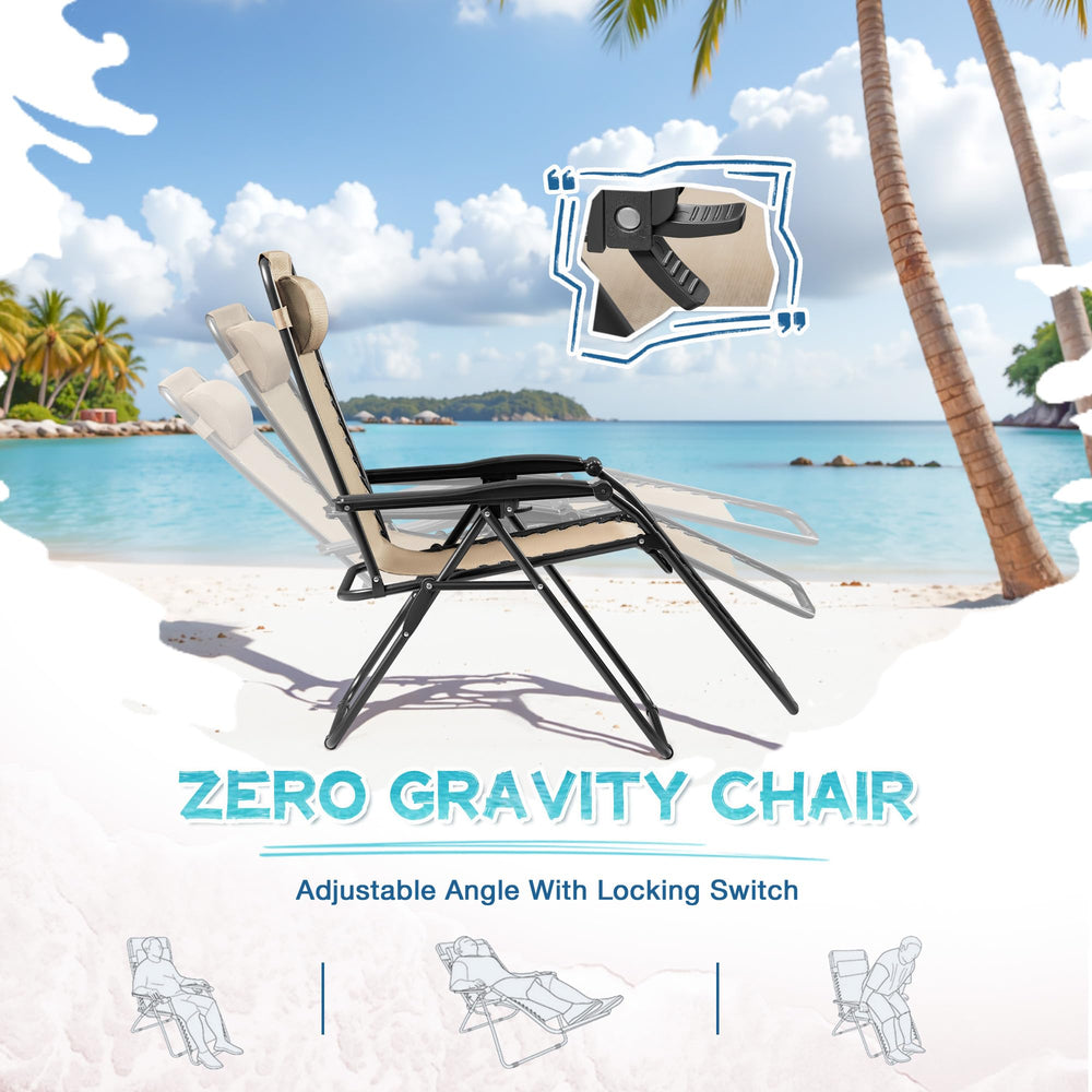 Greesum reclined chair in use at beach demonstrating relaxation and support