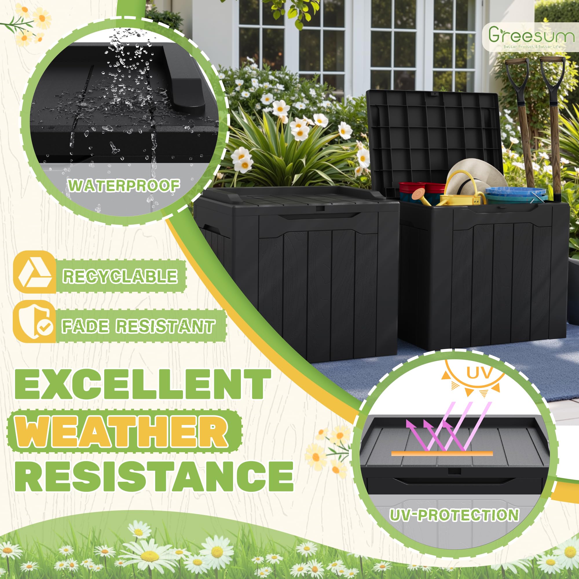 Greesum side handle detail for easy carrying and simple relocation