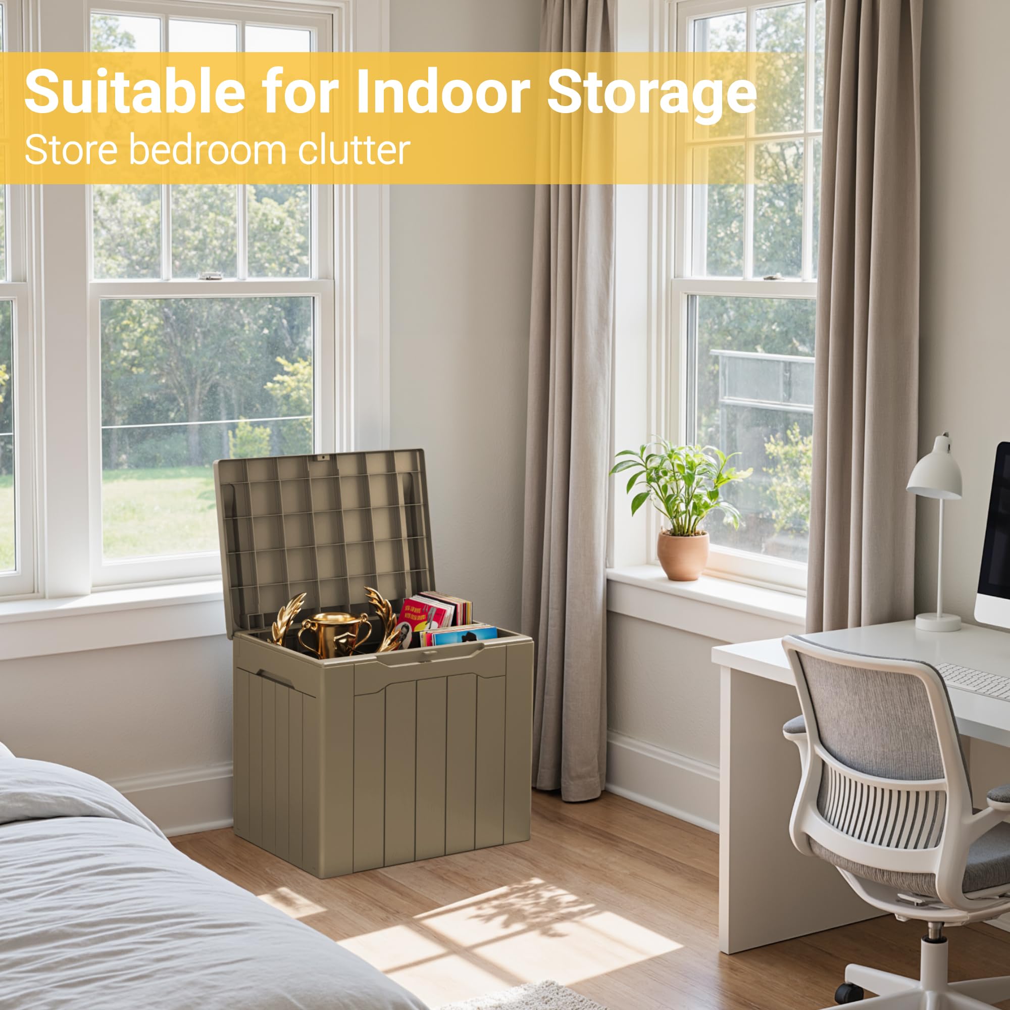 Greesum side view highlighting lockable holes and sturdy hinge security