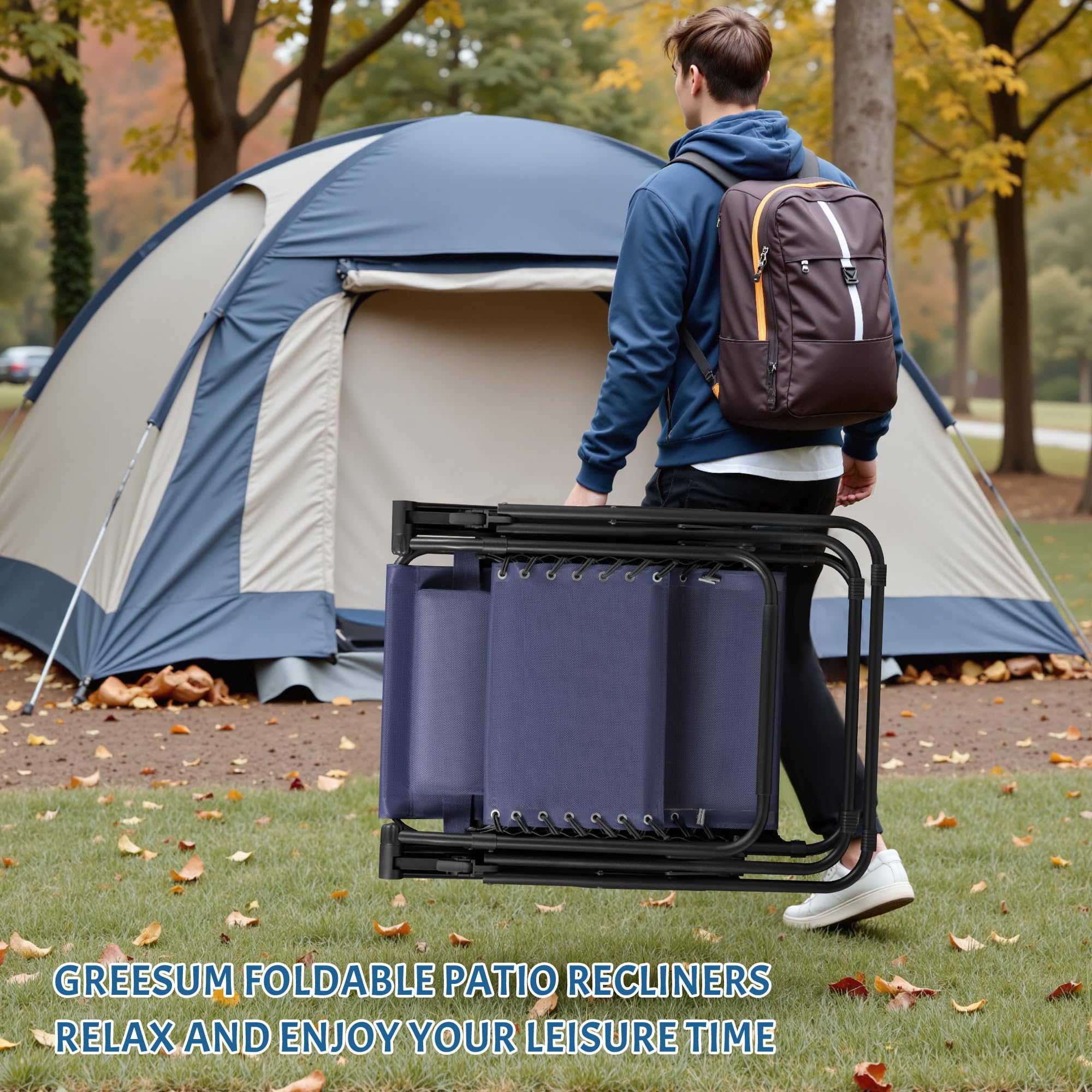 Greesum next to person size comparison showing sturdy 300 pound capacity