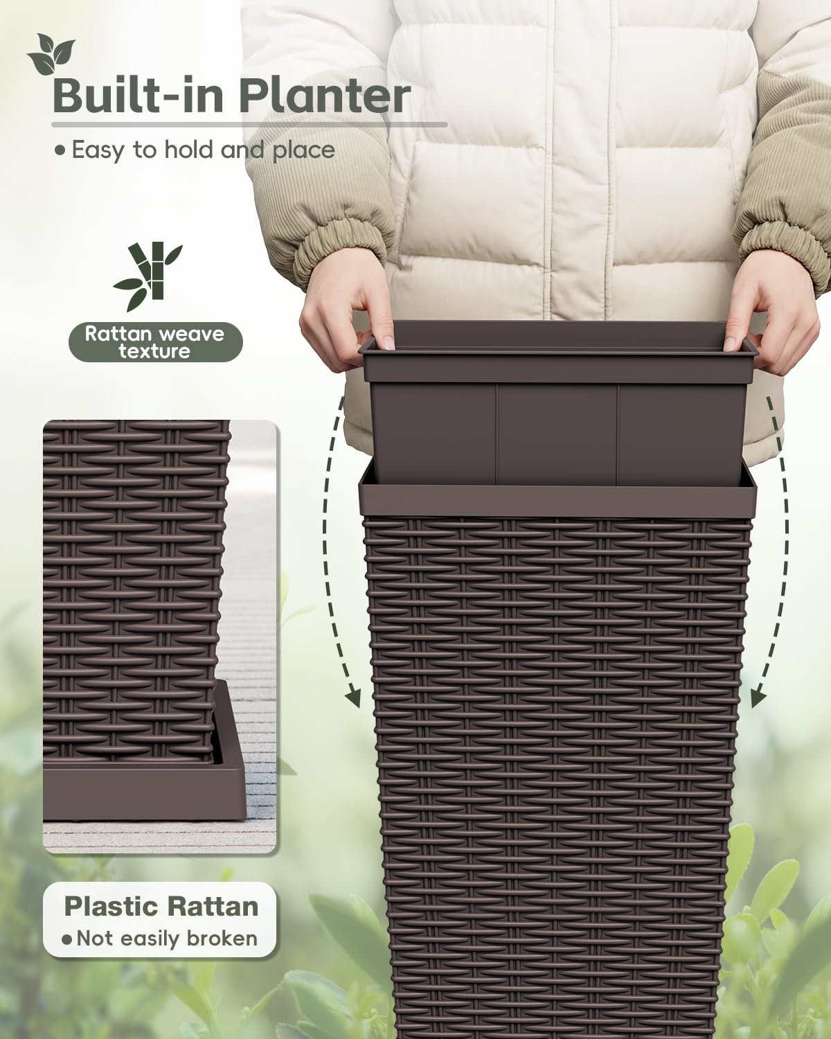 Greesum close-up texture highlighting rattan weave finish and durable surface