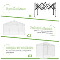 Greesum open zippered roll-up door providing easy access and ventilation