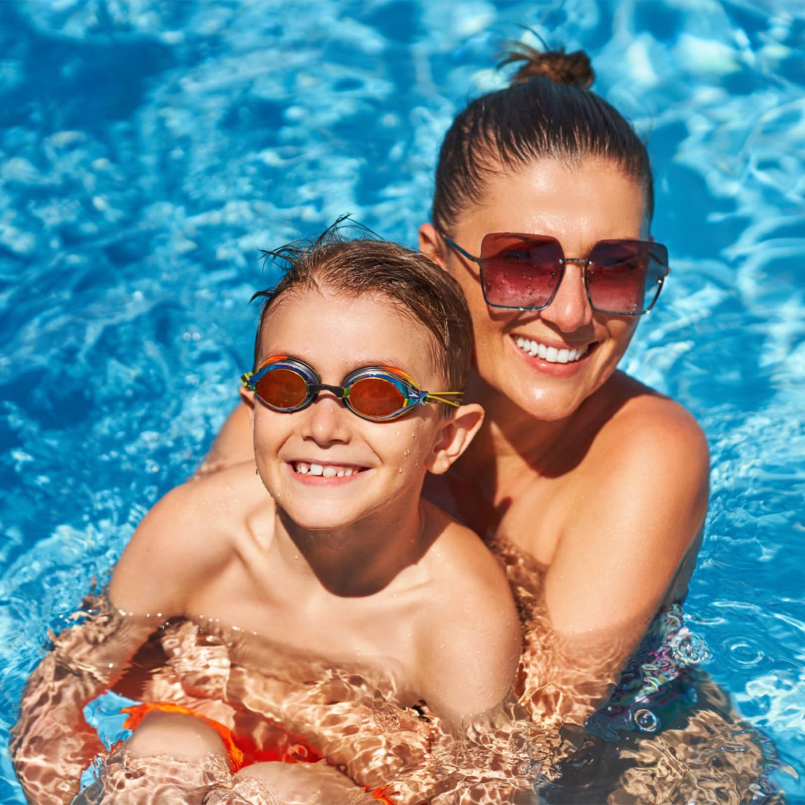 Grefilt cartridge near a backyard pool suggesting clearer water benefit