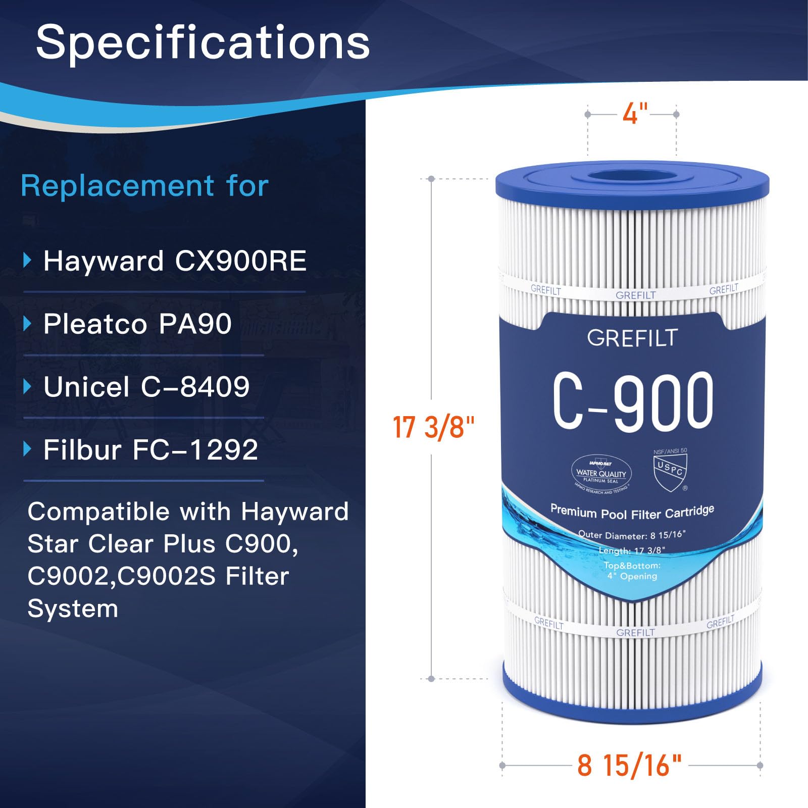 Grefilt C900 primer plano de tela trilobal para mayor captura de partículas