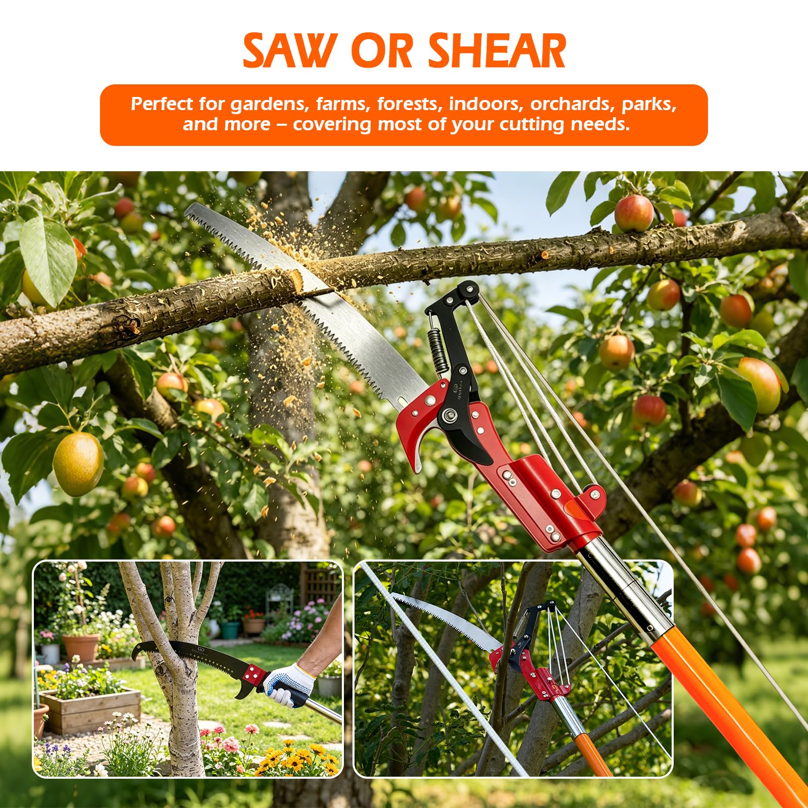 grefinity pruner shear pulley detail showing easy cutting and mechanical advantage