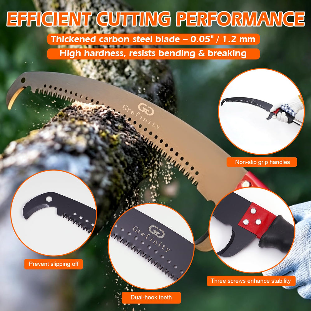 grefinity pole saw fully extended to 27 ft demonstrating reach advantage