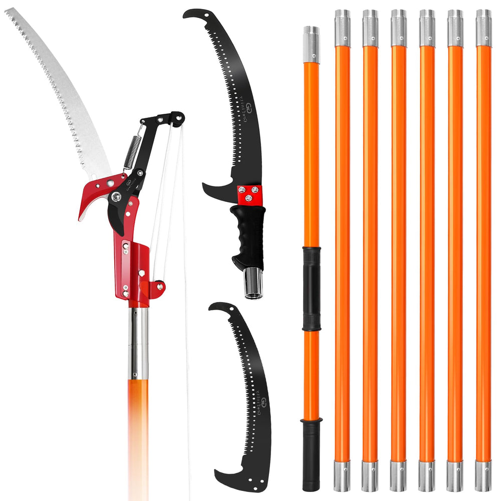 grefinity pole saw front view showing full tool and benefits of multiuse