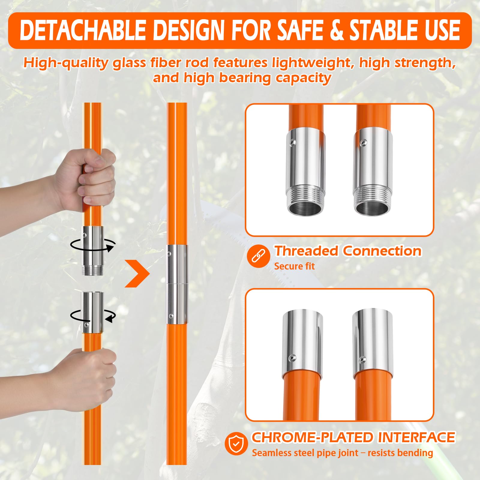 Grefinity pole saw with spare blade and sheath for safe storage and replacement