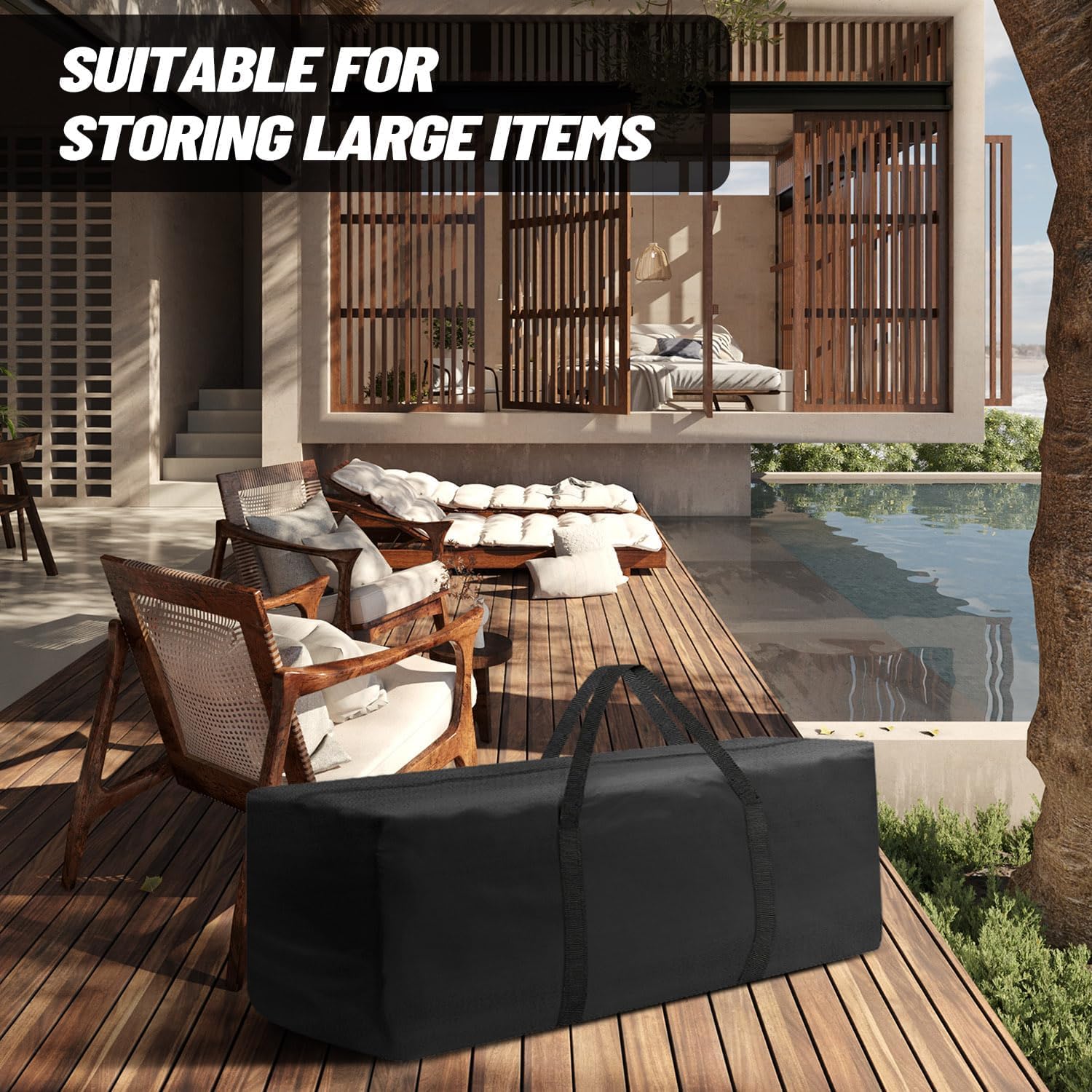 GREHABOR folded into included pouch for compact off-season storage benefit