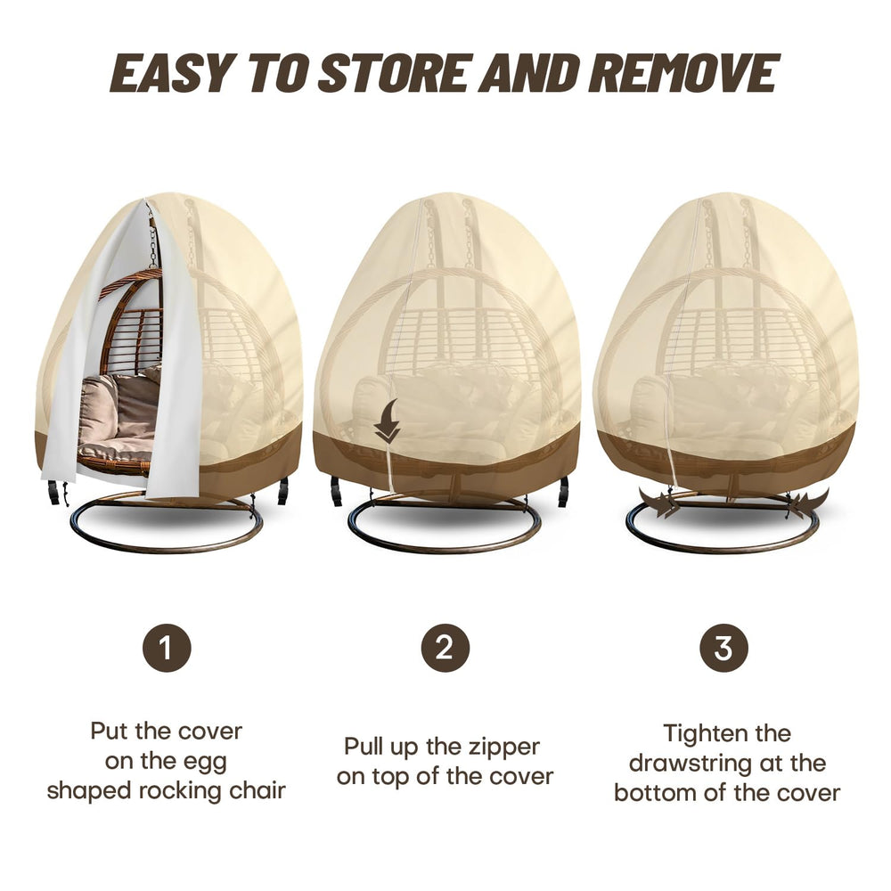 GREHABOR covered egg chair on porch keeping cushions dry
