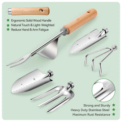 Grenebo heavy-duty gardening gloves and small hand tools demonstrating protection and secure grip