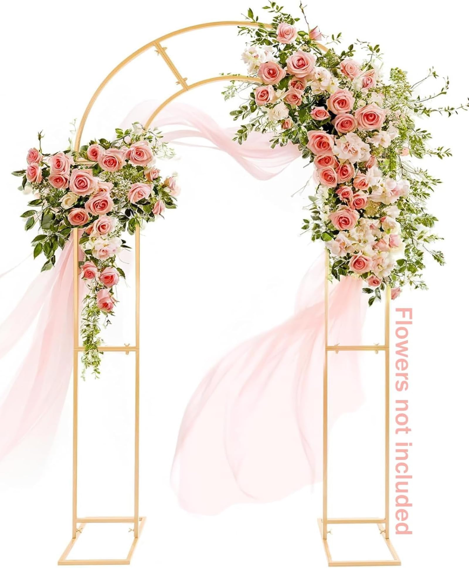 GRENTY front view of gold dual-arch backdrop showing elegant silhouette and instant focal impact
