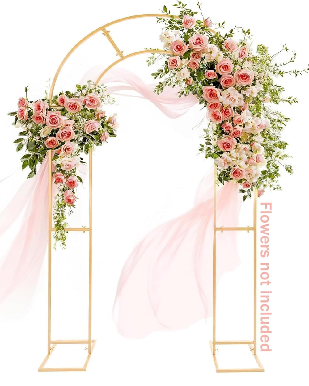 GRENTY front view of gold dual-arch backdrop showing elegant silhouette and instant focal impact