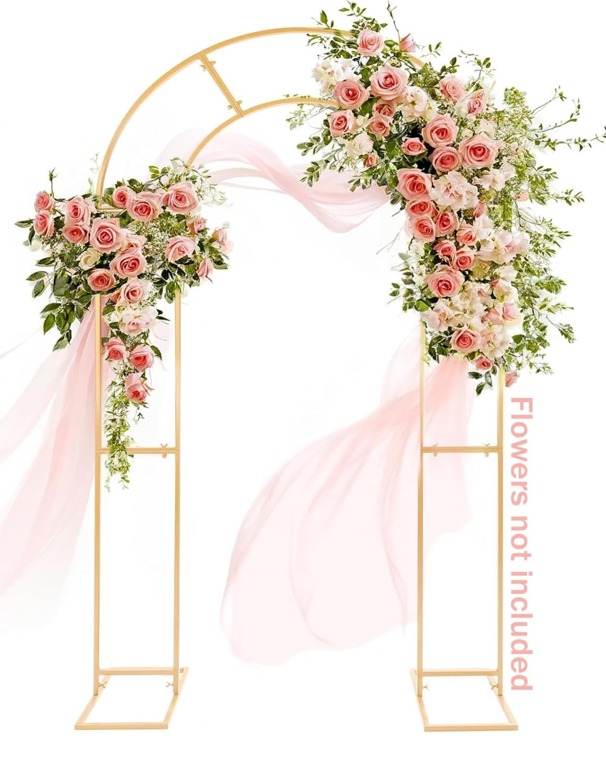 GRENTY front view of gold dual-arch backdrop showing elegant silhouette and instant focal impact