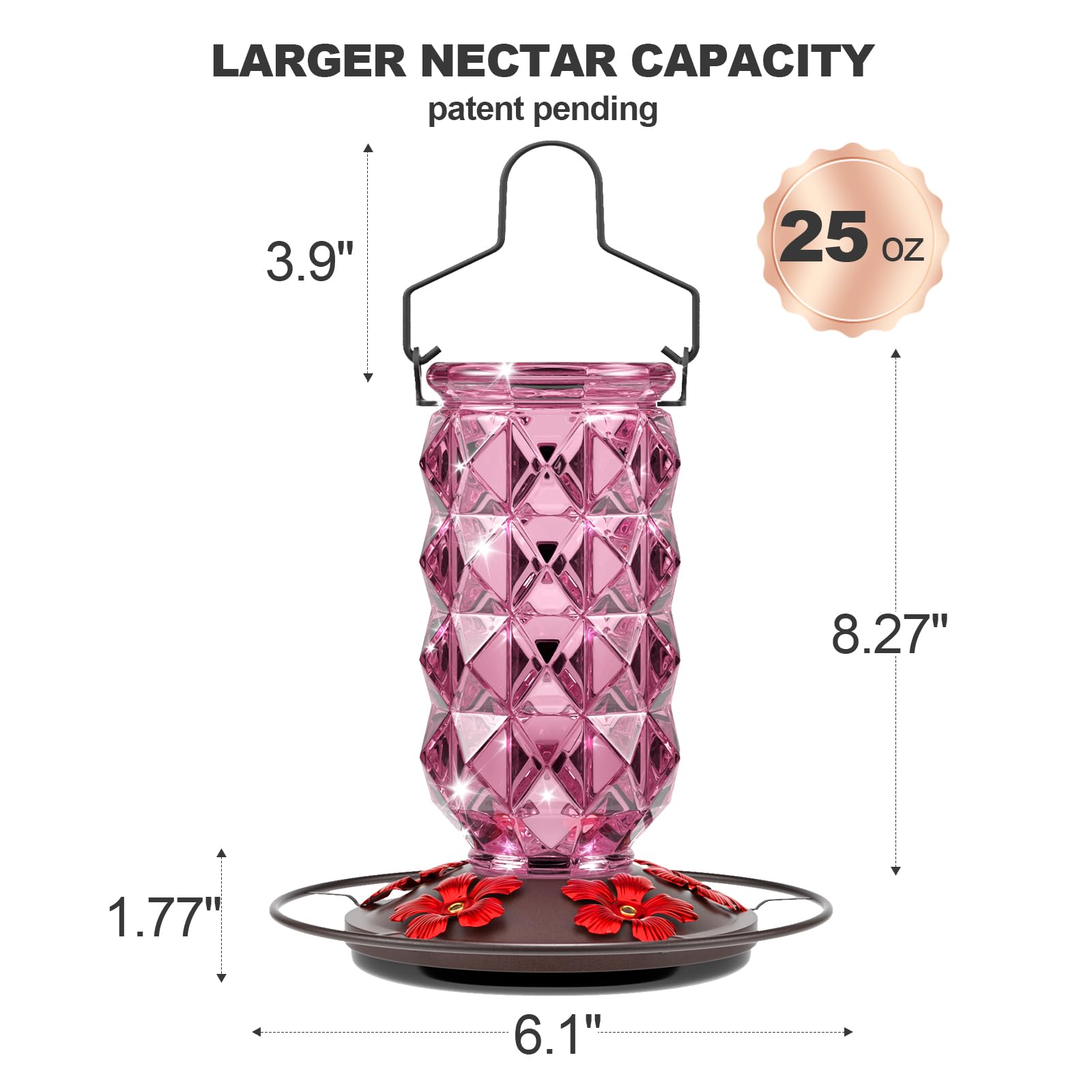 Grete Gotye base with five flower ports and perch showing leakproof feeding design