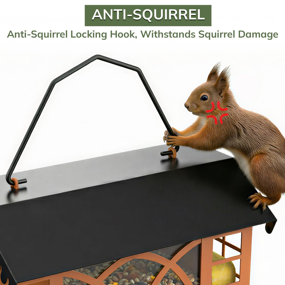 Grete Gotye feeder perches and drainage holes for dry, comfortable feeding